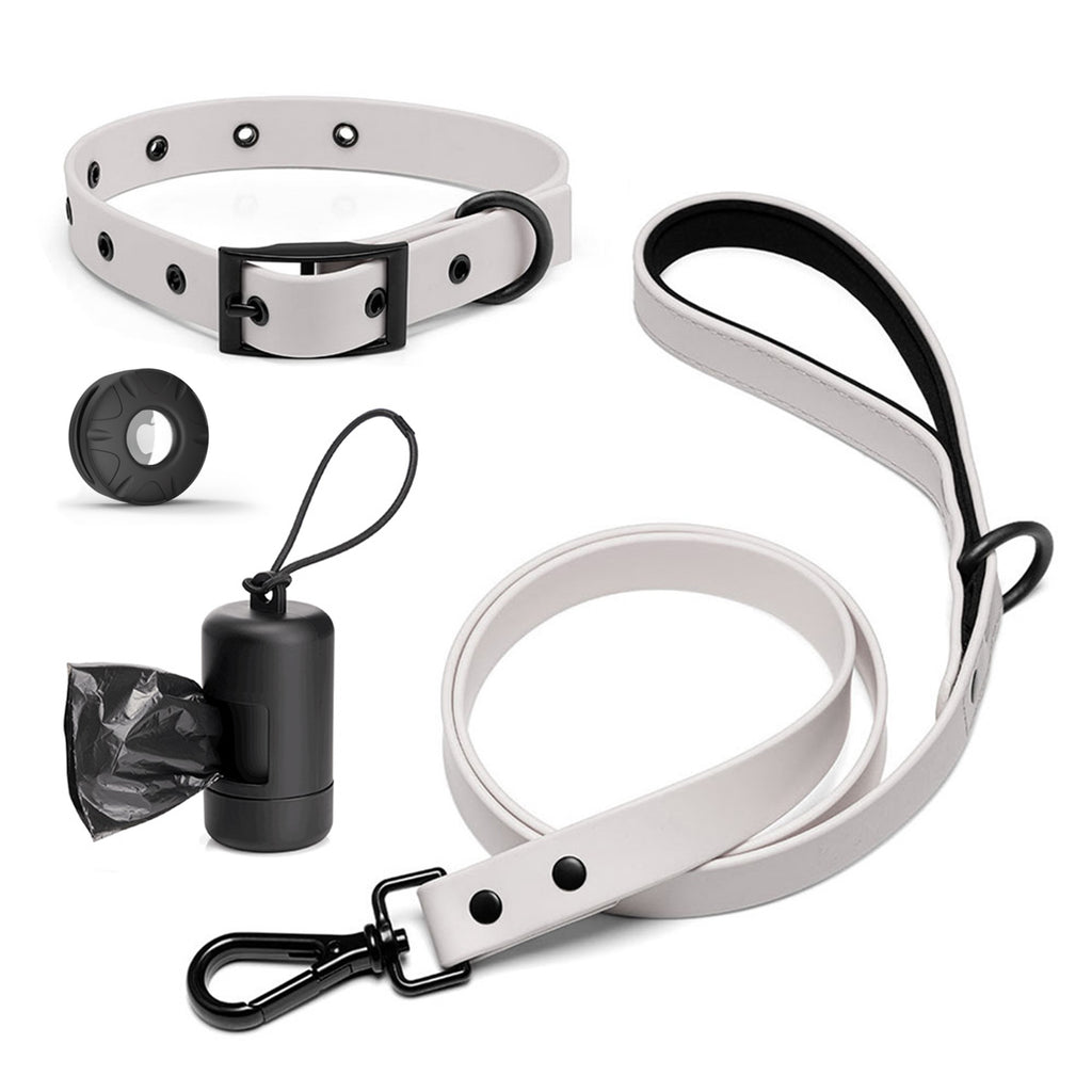 mojo grey 100% waterproof dog collar and leash set